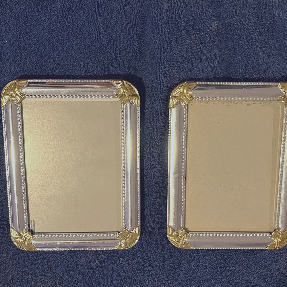 Pair of 5 x 7 picture frame by Elysees Loui Michel Cie--Silver with gold accents